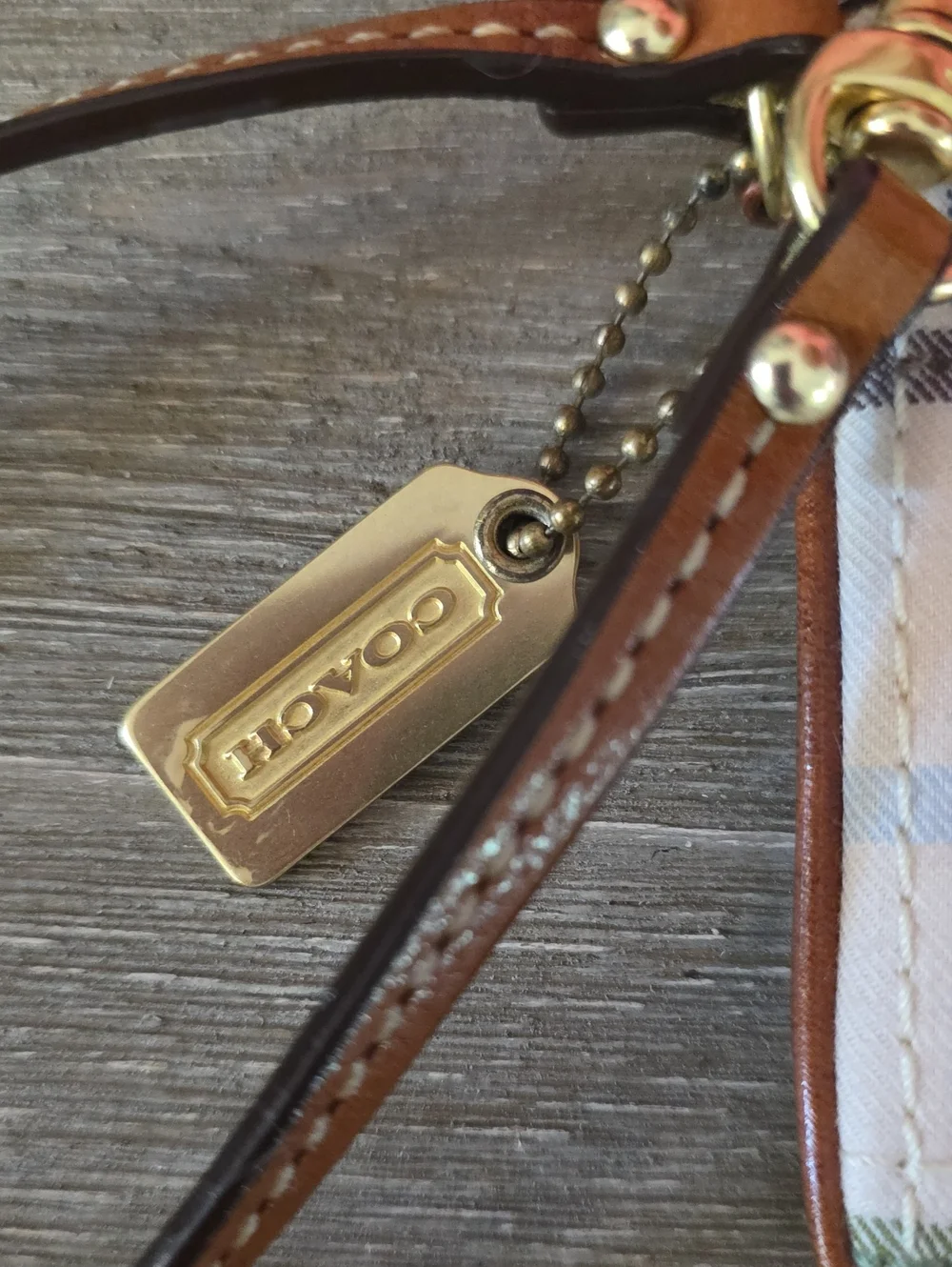 Coach Tattersall Heritage Linen Wristlet